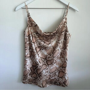 glam Snakeskin cowl neck satin tank top size medium